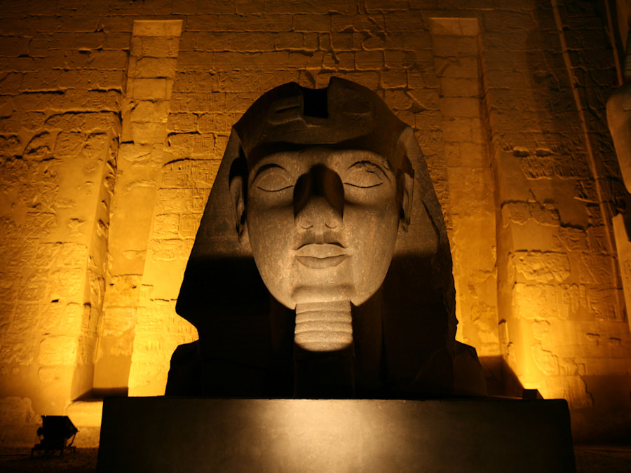 Statuary at entrance to Luxor Temple Egypt